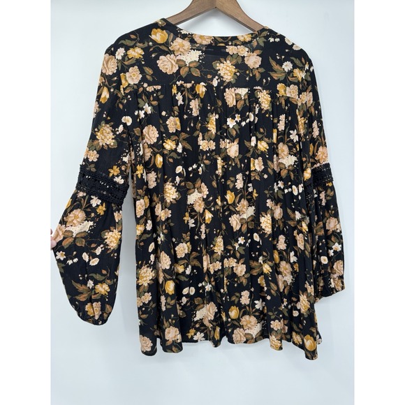 American Eagle Floral Babydoll Top Fairy Grunge Boho Lace Festival Peasant - Picture 14 of 15